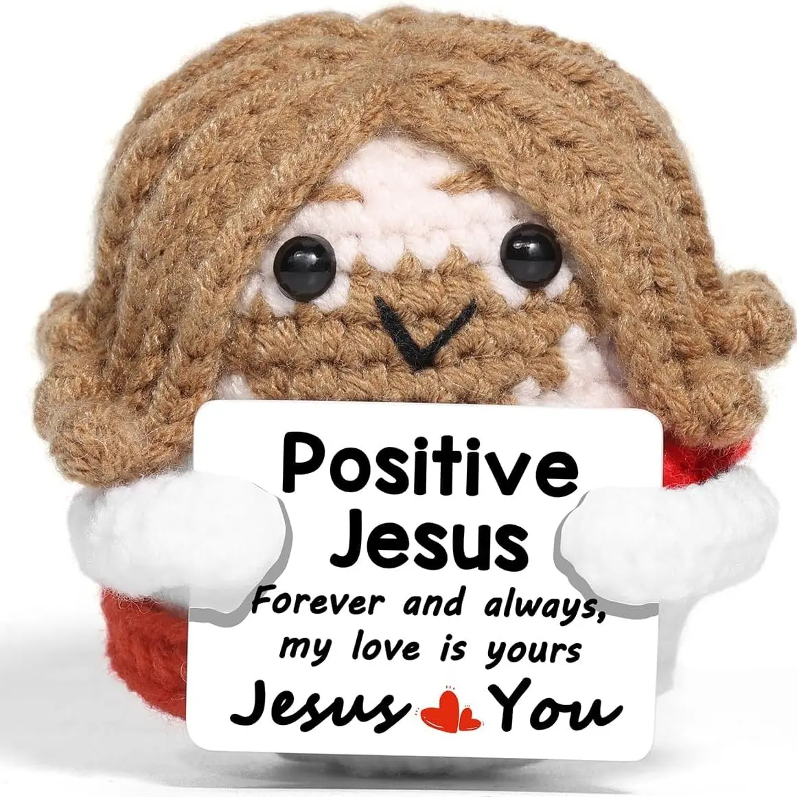 Jesus Christian Biblical Gift for Women, Positive Crochet Jesus Figure, Emotional Support, Catholic Religious Spirituality, Handmade Birthday Retirement Present, Soft Cuddly Gift, Huggable Collectible, Soft Stuffed Figure