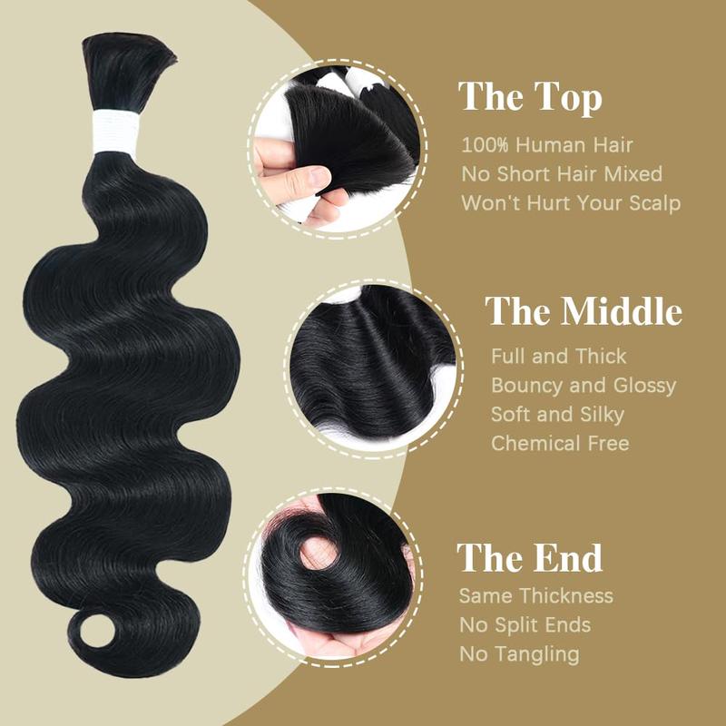 GK Human Braiding Hair100g Body Wave Bulk Human Hair for Braiding No Weft Brazilian Virgin Curly Human Hair Extensions for Boho Braids  (18 Inch)