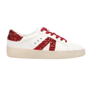 Corkys Womens No Chaser Sequin Lace Up Sneakers Shoes Casual - White