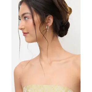 Cider ZIRCON FLORAL & HEART CHAIN DROP EARRINGS