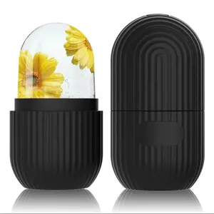 GeeRic Ice Face Roller Silicone Ice Facial Rollers Cube Face Contour for Eyes Neck Beauty Facial Massage Roller Remove Dark Circle Pore Shrink Face Roller Skin Care Tools (Black)