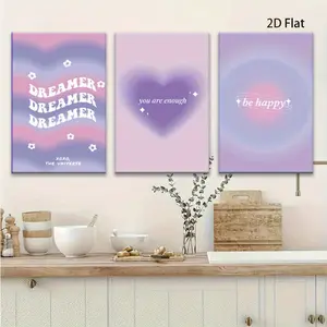2D plane, 2D plane, 2D plane. This 3-piece set of 2D plane art posters features a purple gradient halo, embodying the spirit, and is very suitable for decorating cafes, libraries, classrooms, living rooms, bedrooms, and bathrooms
