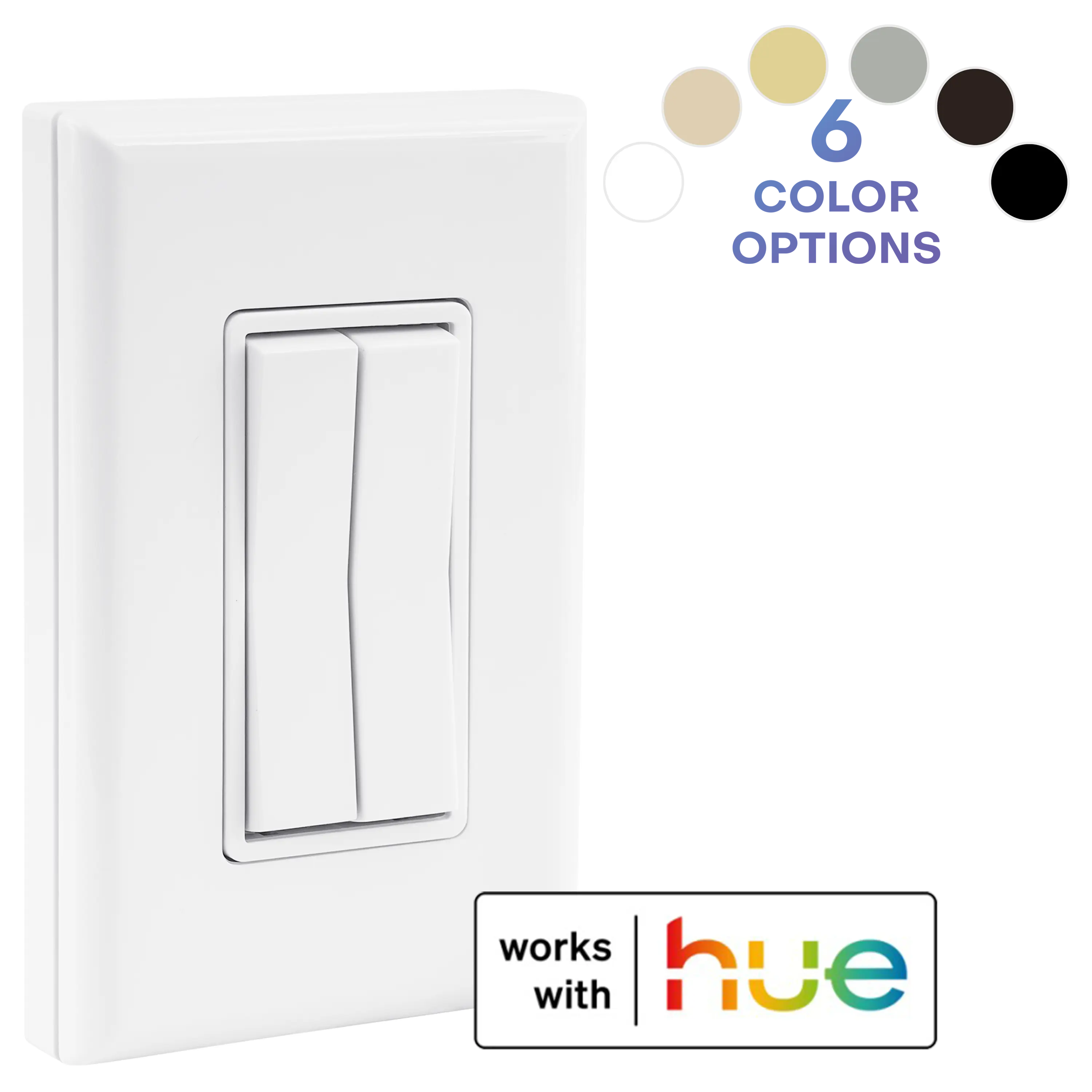 RunLessWire Click for Philips Hue Wireless & Battery-Free Smart Switch Dimmer - Compatible with Homekit, Alexa, and Google