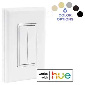 RunLessWire Click for Philips Hue Wireless & Battery-Free Smart Switch Dimmer - Compatible with Homekit, Alexa, and Google