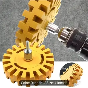 1pc ProDecal Eraser Tool - Cleaning Kits for Removing Pinstripes, Stripes, Stickers, Tape and Graphics on Cars, RVs, Boats and Trucks - 4-inch Diameter Gear Design Rubber Wheel with Drill Adapter for Easy Use