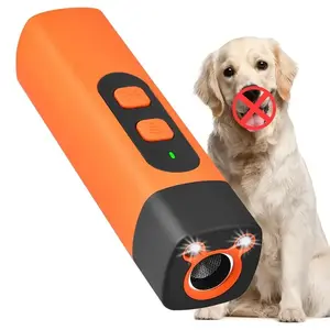 Rechargeable Ultrasonic Dog Bark Deterrent, Safe 25khz Frequency, 30ft Range LED Indoor Outdoor Anti-Bark Silencer, Pet Training Device