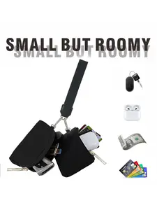 Multifunctional Handbag Key Holder Bluetooth-compatible Earphone Car Key Wristlet Bag Wrist Strap Portable Mini Compact Size Fashion Colorblock Nylon Waterproof Storage Key Case Stylish Keychain Wristlet Strap