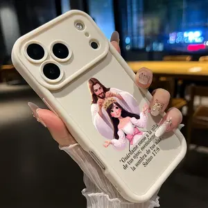Phone Case for iPhone 17 Pro Max 16 15 14 Plus 13 12 Mini 11 XR X XS Air E Divine Crown Blessing Pattern Anti-Scratch Shockproof Soft Silicone Protective Cover Smartphone Casing