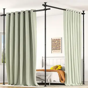 Room divider, no-drill curtain rod wall partition, used for room separation, height is 4-10 feet (approximately 1.2m ).Length is 2- 3m , width is 30-147inch (approximately 76- 370cm ) adjustable, used for room privacy separation, black