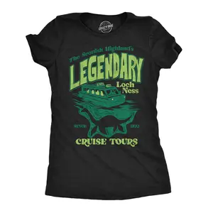 Womens Funny T Shirts Lengendary Loch Ness Cruise Tours Sarcastic Graphic Novelty Tee For Ladies Funny Womens T Shirts Cute Vintage Fashion Casual Ladies T-Shirt Gift Funny Animal Top Women's Novelty Tees Black -