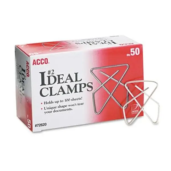 Acco Ideal Steel Wire Document Clamping Clamps - Small, 1.5 in, Silver - 50 per Box