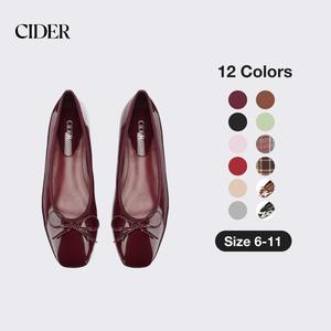 Cider Bowknot Decor Square Toe Ballet Mary Jane Flats
