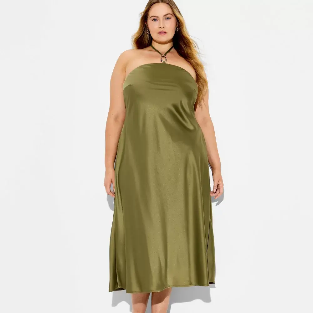 Women's Satin Halter Maxi Dress - Wild Fable