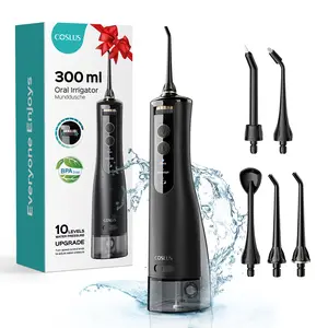 COSLUS E40 Professional Water Flosser|10 Pressure Settings, Cordless & IPX7 Waterproof | Fights Plaque, Tartar & Gum Disease | Perfect for Braces, Orthodontics, Dental Care | Home & Travel Use | #OralCare #Braces #DentalHealth Teeth Cleaning Machine Black