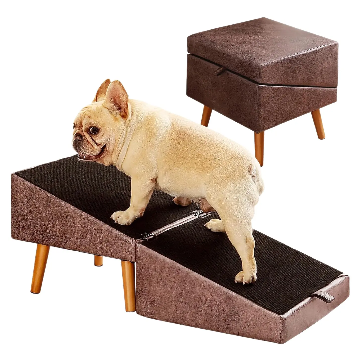 13.5in Wooden Pet Staircase - 2-in-1 Separable Design, 150 lbs Capacity Elevator Ladder for Puppies, Sofa Legs Bench