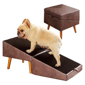 13.5" Pet Staircase,2in1  Separate Design for Dogs, Elevator Ladder, Wooden Two-in-One Sofa Legs BenchBearing capacity 150 lbs