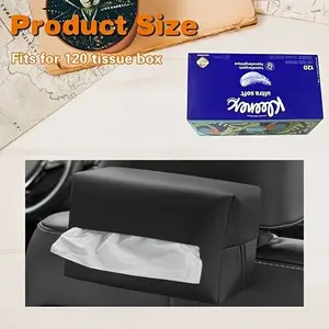 Car Paper Towel Holder Fits 120-Count Standard Paper Towels, Faux Leather Car Back Seat Paper Towel Box Cover, Extra-Large Rectangular Napkin Holder Soft Rectangular, Compatible with Kleenex, for Storage And Organization (Black)