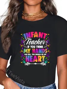 100% Cotton Unisex Should See My Heart Daycare School Childcare Infant Teacher T-Shirt Graphic Printed Vintage Casual Tshirt