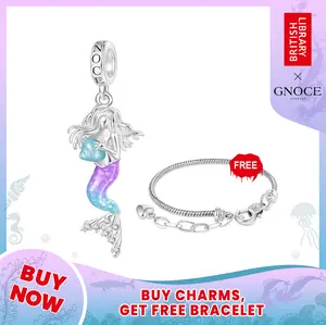 Gnoce Little Mermaid 925 Sterling Silver Ocean Amulet Bracelet Charm Charm Birthday Gift Jewelry