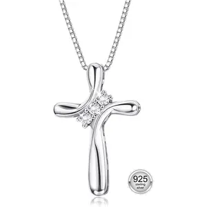 Cross necklace, women, 3 inches cubic fero fer ciron fer ferred pendant necklace, 1 mm with 18 inches