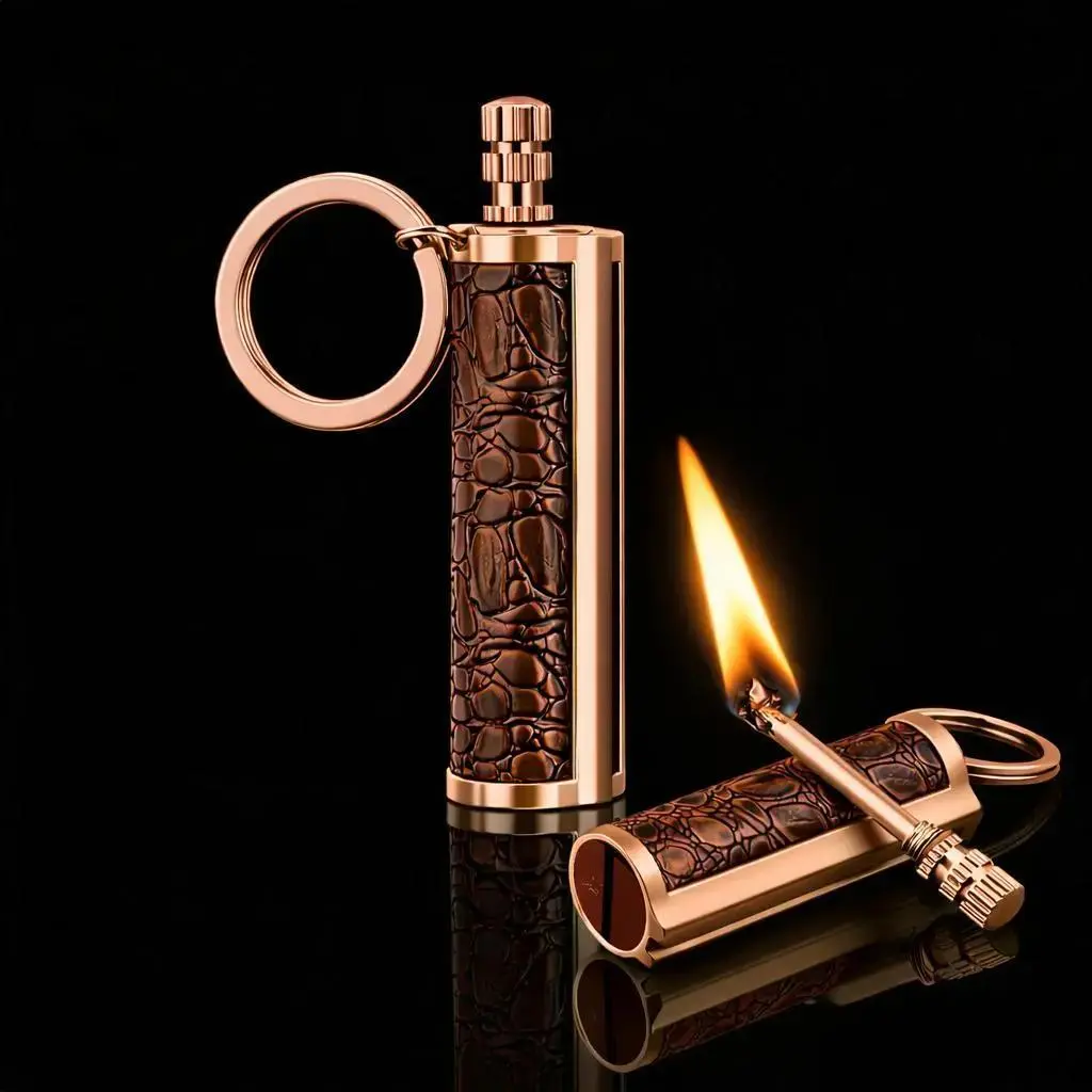 Permanent Match Lighter, Kerosene Igniter, Keychain, Metal Match Open Flame Igniter Equipment, Portable Metal Keychain Men's Gift, Suitable For Outdoor Camping And Hiking (Kerosene Is Not Included In Delivery, You Need To Bring Your Own Kerosene