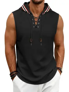 2026 Fashion Men's Sleeveless Tank Top, Lightweight Waffle Knit, Asymmetrical Design, Casual Sporty Style, Summer Streetwear