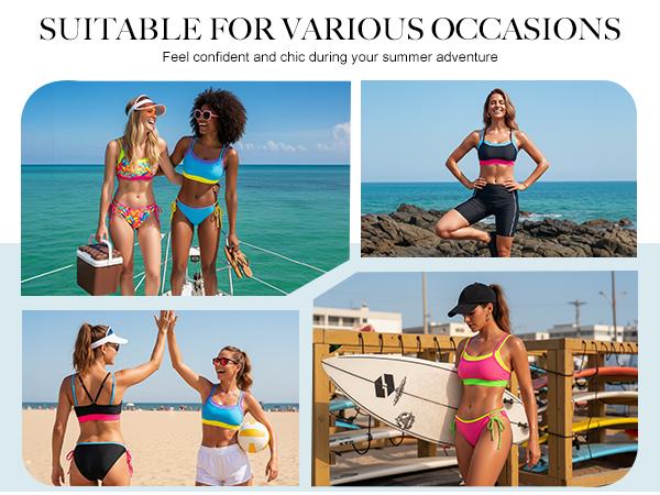 Blooming Jelly Womens Bikini Sets Color Block 2 piece Swim Suits 2026 Sporty Supportive Cute Teen Swimsuits #SwimWeek #Summervibes