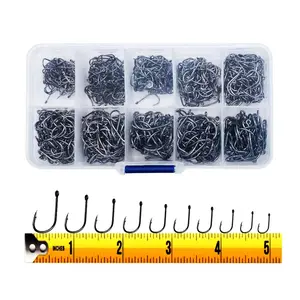 300PCS Small High-Carbon Steel Barbed Fishing Hooks with Holes 10 Specifications Portable Boxed Hooks Powerful for Various Environments,summervibes