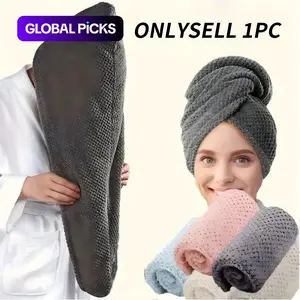 Super Absorbent Microfiber Hair Towels, 300GSM Soft Quick-Dry Hair Drying Cap for Normal Hair, Unscented Curl Enhancing Textured Hair Wrap Turban, Easy Button-Fastening Design for Bathroom Accessories, Absorbent Thickened Towels