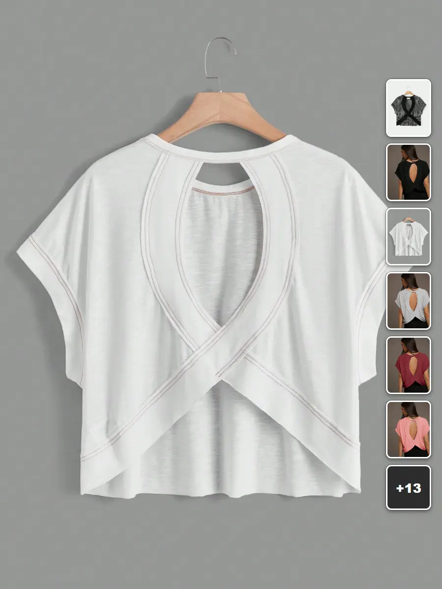 LACEX Cutout Back Top Batwing Sleeve Loose Fit Everyday Streetwear