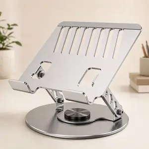 360° Rotating Laptop Stand for Desk, Foldable Adjustable Aluminum Alloy Laptop Riser for Up to 17 Inch Laptops, Heavy Duty Metal Notebook Holder Supports 22 lbs, Ergonomic Cooling Stand for Home Office, Work, Gaming, Travel