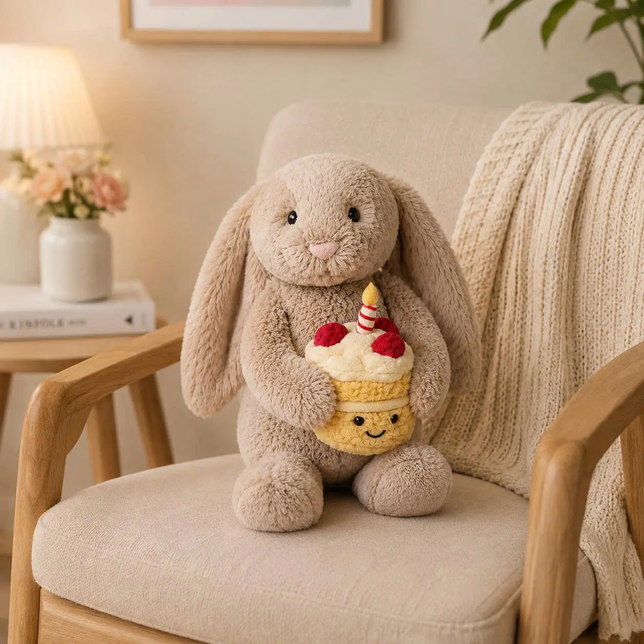 Stuffed Bunny with Birthday Cake JELLYCAT – Kawaii Rabbit Plush Toy