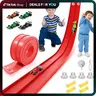 Hotfree Flex Tracks 15Ft for Kids, STEM Flexible Race Car Ramp Track with 4 Small Racecars 12 Suction Cups and 1 Hook, Compatible with Hot Wheels and Diecast 1/64 Cars, Rolls Up Portable Racetrack for Ages 3+, Birthday Christmas Gifts for Kids