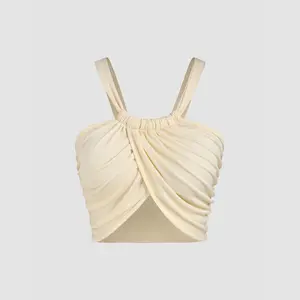 Cider [4 colors, size 2-10]  Rib Solid Cross Crop Top