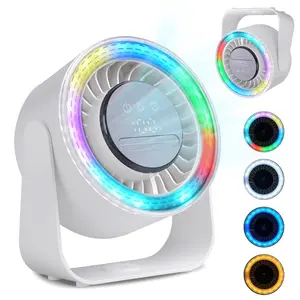 20000mAh Battery Desk Fan with RGB Light, 100-Speed Rechargeable USB Fan Quiet, LED Display & 360° Adjustable, Wall Mount or Desktop Stand Cooling Fan for Office Home Dorm Travel SummerVibes