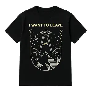 Vintage Funny Alien UFO Extraterrestrial I Want To Leave Alien Lover T-Shirt for Casual Wear & Themed Parties