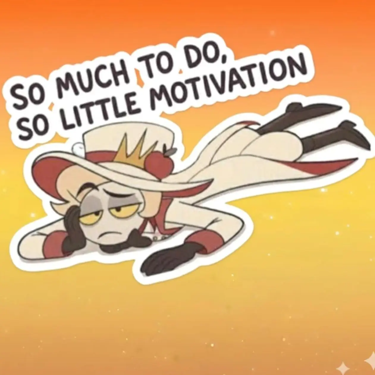 Hazbin Hotel Lucifer Sticker Funny, "So much to do, so little motivation" Decal hell king, vinyl laptop, water bottle gift