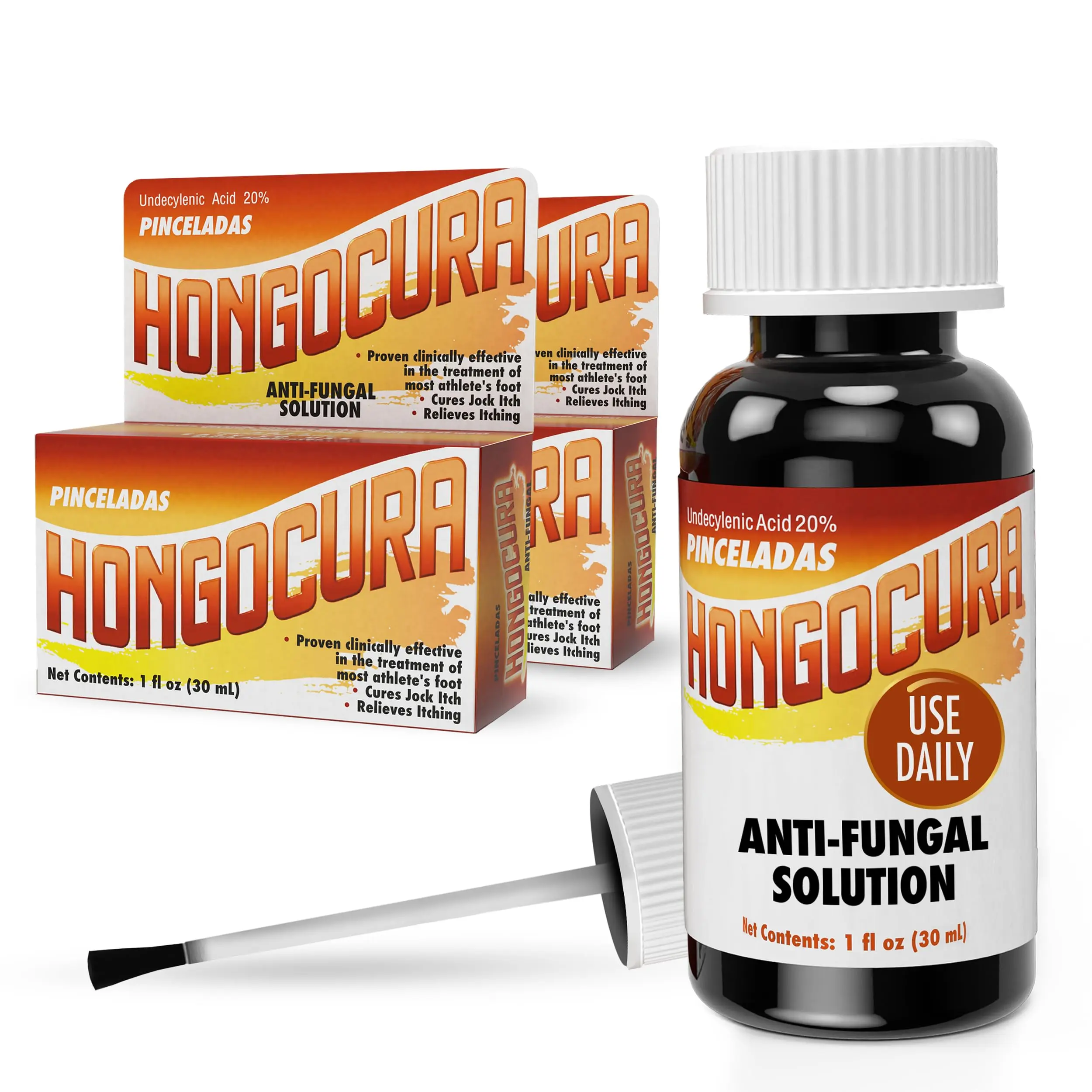 HONGOCURA 2-Pack Antifungal Nail Brush - OTC Adult Fungal Solution, Precision Applicator for Toenail & Fingernail Relief, Fast-Drying Non-Greasy Liquid, Daily Evening Manicure Care Tool with Coverage