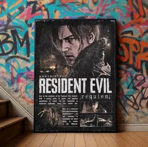 Resident Evil Requiem Unframed Poster - Retro Survival Horror Game Art Print - Raccoon City Zombie Apocalypse Wall Decor - Biohazard Fan Gift (no frame)