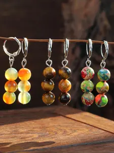 Vintage Natural Stone Beaded Decor Dangle Earrings, Shining Earrings, Boho Style Jewelry for Women & Girls, Trendy All-match & Exquisite Jewelry for Birthday Gift