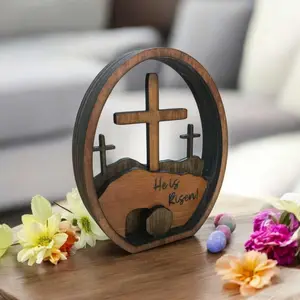 Christian EASTER Decoration, Resurrected TOMB, Easter RESURRECTION Decorations, He is Risen Christianity, Empty Tomb Easter Scene, Wood Egg