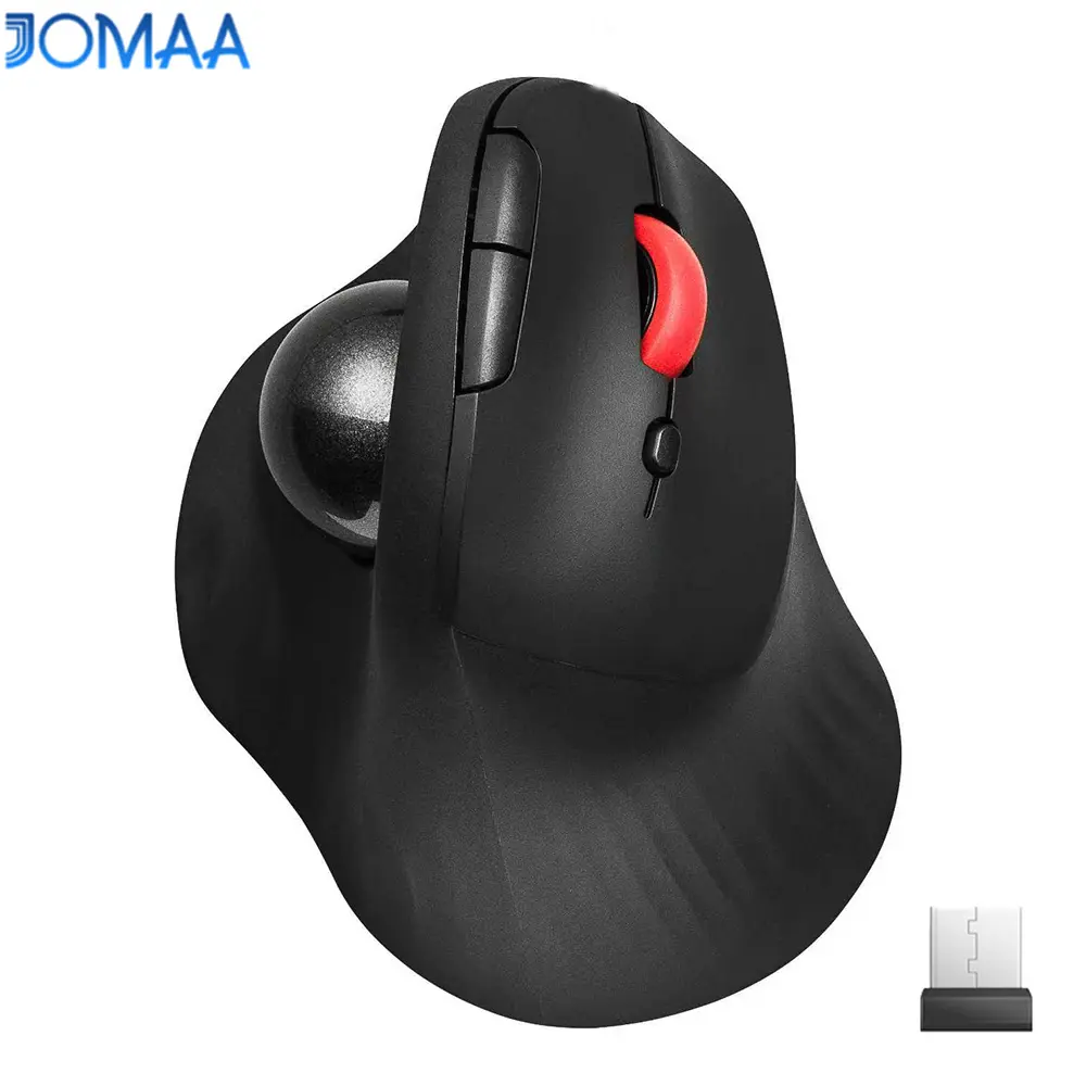 JOMAA Ergonomic Bluetooth+2.4G Wireless Trackball Mouse Wireless Rechargeable Optical Vertical Mouse with Silent Design for PC/Laptop/Desktop