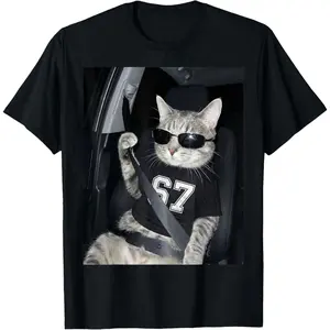 Women's cat wearing sunglasses and a shirt with number 67, representing Gen Alpha humor Graphic T-Shirt