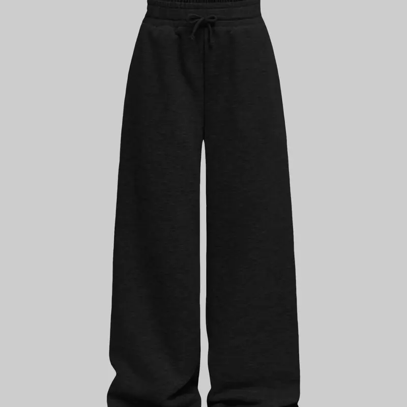 Women's Solid Color Wide Leg Sweatpants with Drawstring Waist, Loose Drawstring Sweatpants, Breathable Outdoor Running Pants for All Seasons, Fitness and Commuting Wear, Breathable Athletic Bottoms, Athleisure Pants