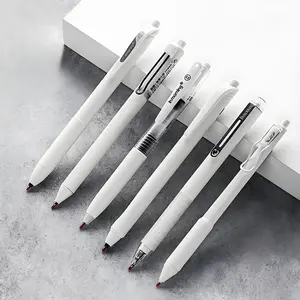 3 types, 1 set 6 simple neutral pens, solid colour theme, black white grey design, minimalist style, various shapes, smooth writing, no smudging, continuous ink flow, quick drying, DIY writing recording, large capacity black neutral pen