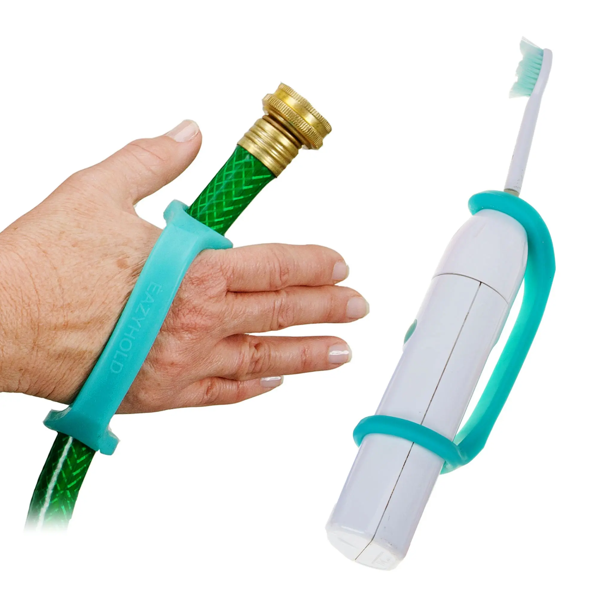 EaZyHold Aqua Two Pack 6.5" - Universal Cuff Hand Gripper, Silicone Adaptive Grip Aid