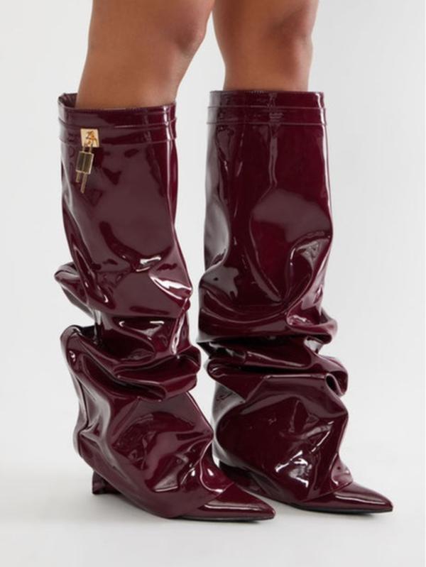 Atlas Patent Overlay Boots - Burgundy