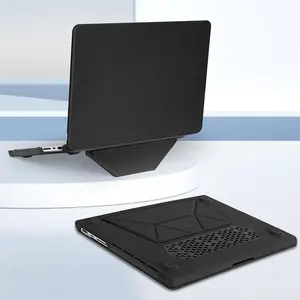 MOSISO Compatible with MacBook Pro 14 inch Case 2025 2024 2023 2022 2021 M5 M4 M3 M2 M1 A3434 A3112 A3185 A3401 A2918 A2992 A2779 A2442, PU Leather Coated Plastic Hard Shell with Fold Kickstand