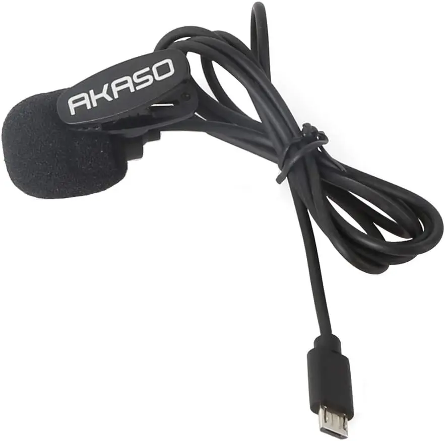 AKASO External Microphone EK7000/ EK7000 Pro/Brave 4 Pro/Brave 7 / V50X/Brave 8 Lite/Brave 8 Action Camera Only (Micro USB/Type-C Port)