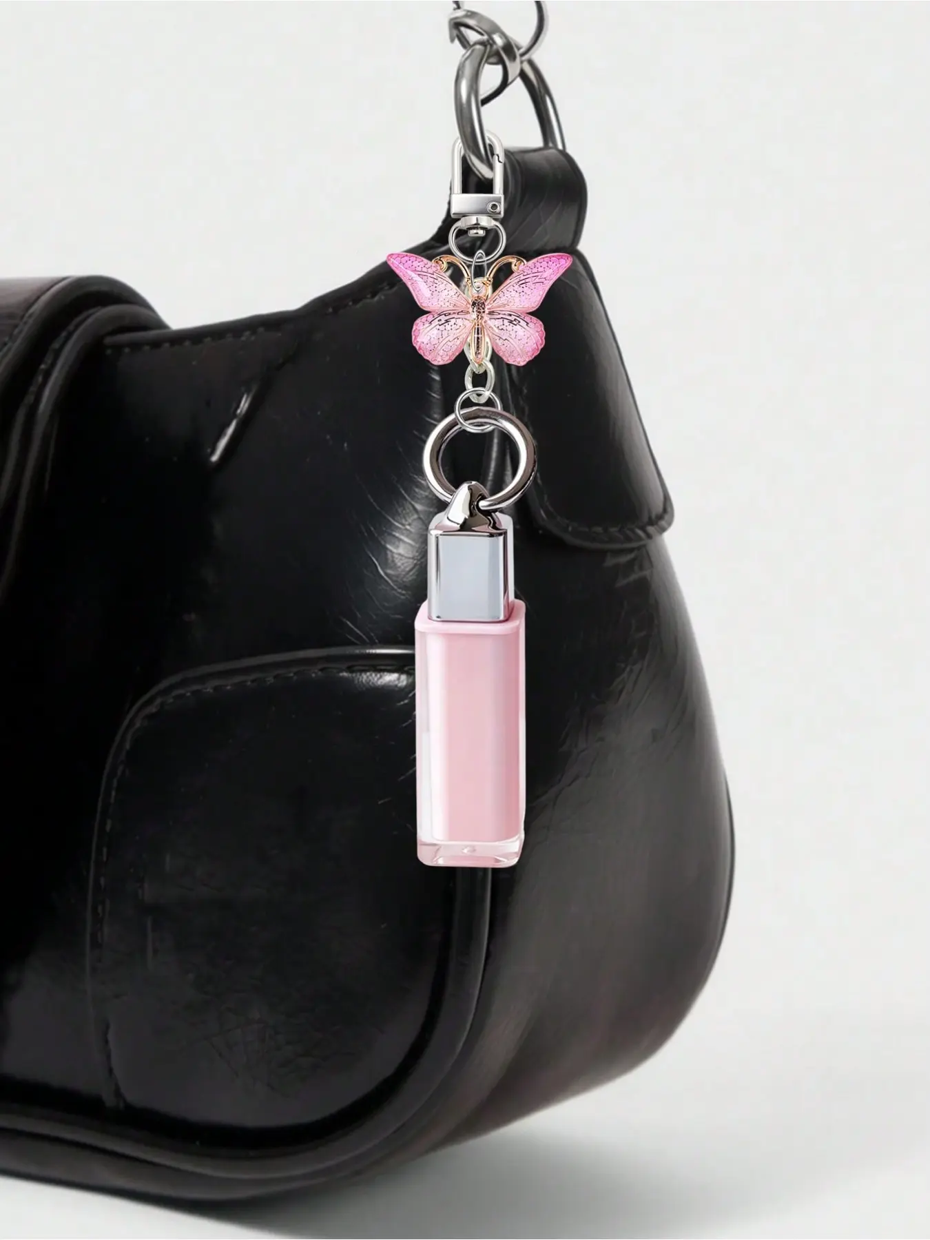 4ML Square Lip Gloss Tube with Silver Color Ring, Butterfly Clip Attachment, Transparent Empty Lip Gloss Bottle, Reusable Portable Sample Pack